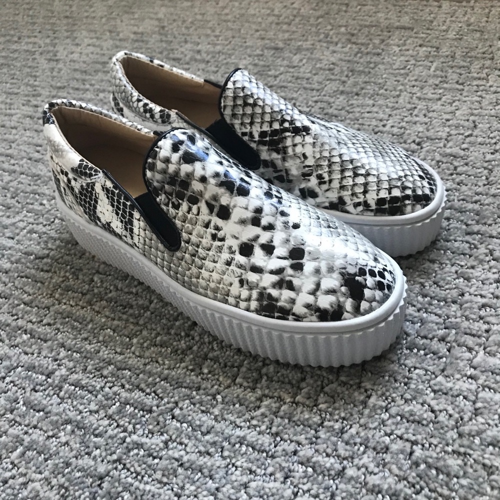 SHEIN Platform Snakeskin Slip on Sneakers